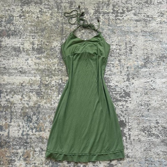 Vintage y2k Abercrombie &‎ fitch olive green halter beaded neckline Moose hit S - Picture 1 of 7